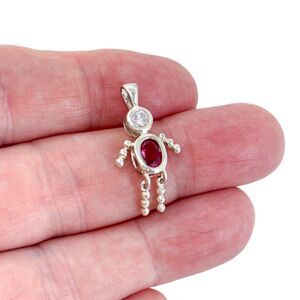 Vintage Sterling Silver 925 Red Boy Charm Pendant
